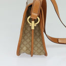 CELINE Macadam Canvas Shoulder Bag Beige Gold Auth JB008-3