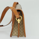 CELINE Macadam Canvas Shoulder Bag Beige Gold Auth JB008-4