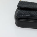 BALLY Quilted Chain Shoulder Bag Leather Black Gold Auth JB009-14