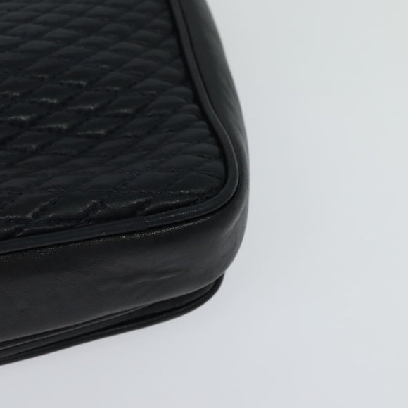 BALLY Quilted Chain Shoulder Bag Leather Black Gold Auth JB009