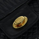 BALLY Quilted Chain Shoulder Bag Leather Black Gold Auth JB009-9