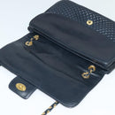 BALLY Quilted Chain Shoulder Bag Leather Black Gold Auth JB009-10