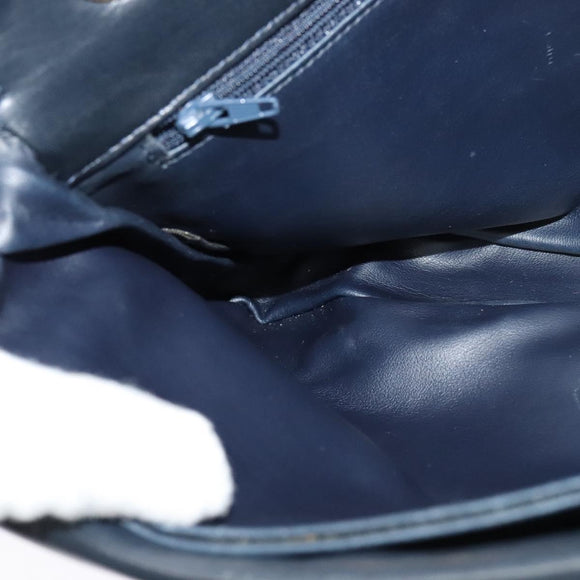 BALLY Quilted Chain Shoulder Bag Leather Black Gold Auth JB009