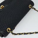BALLY Quilted Chain Shoulder Bag Leather Black Gold Auth JB009-6