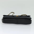 BALLY Quilted Chain Shoulder Bag Leather Black Gold Auth JB009-5