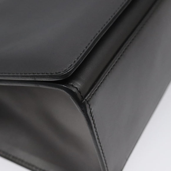 GUCCI Shoulder Bag Leather Gray Gold Auth JB010V