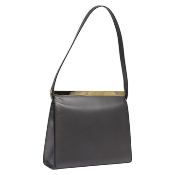 GUCCI Shoulder Bag Leather Gray Gold Auth JB010V