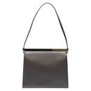 GUCCI Shoulder Bag Leather Gray Gold Auth JB010V-2