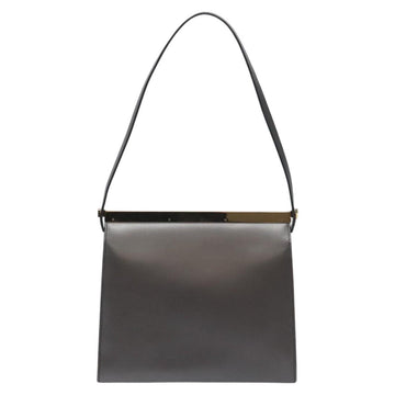 GUCCI Shoulder Bag Leather Gray Gold Auth JB010V - 0