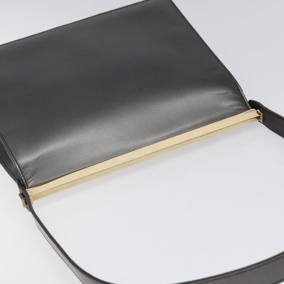 GUCCI Shoulder Bag Leather Gray Gold Auth JB010V