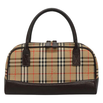 BURBERRY Nova Check Hand Bag Canvas 2way Beige Auth JB011 - 0