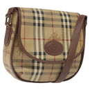 Burberrys Nova Check Shoulder Bag PVC Beige Gold Auth JB025-1