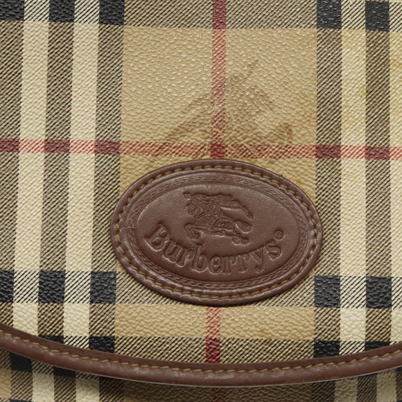 Burberrys Nova Check Shoulder Bag PVC Beige Gold Auth JB025