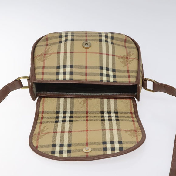 Burberrys Nova Check Shoulder Bag PVC Beige Gold Auth JB025