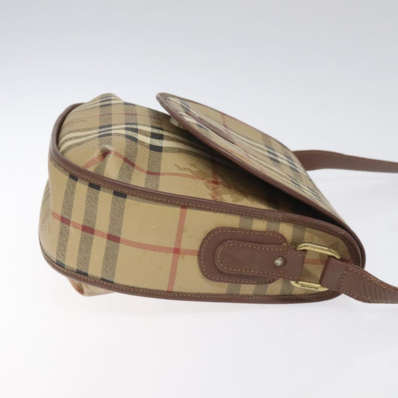 Burberrys Nova Check Shoulder Bag PVC Beige Gold Auth JB025
