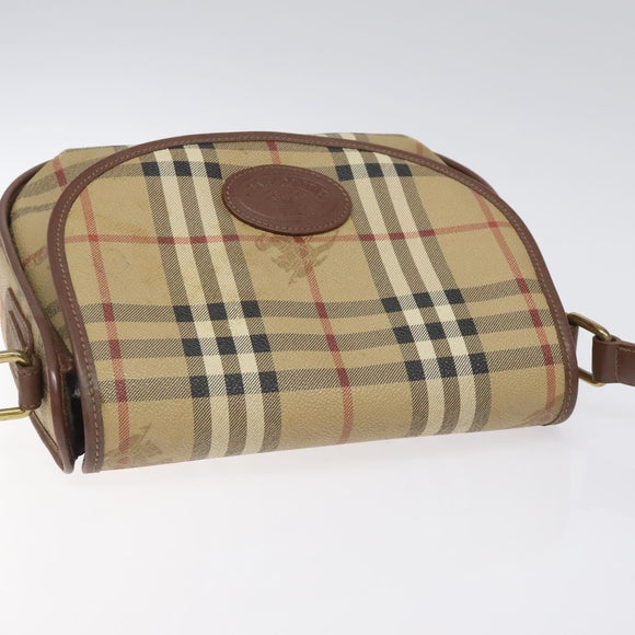 Burberrys Nova Check Shoulder Bag PVC Beige Gold Auth JB025