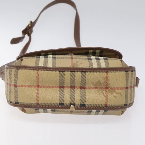 Burberrys Nova Check Shoulder Bag PVC Beige Gold Auth JB025