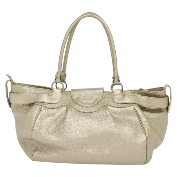Salvatore Ferragamo Gancini Tragetasche Leder Silber Gold Original JB034