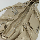 Salvatore Ferragamo Gancini Tragetasche Leder Silber Gold Original JB034-6