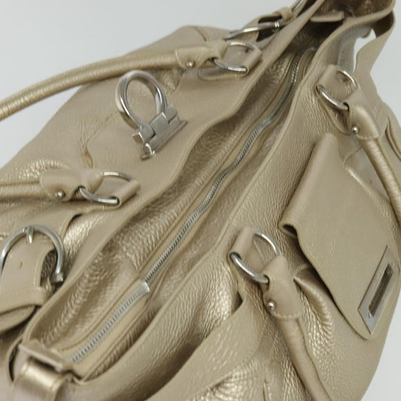 Salvatore Ferragamo Gancini Tragetasche Leder Silber Gold Original JB034