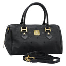 MCM Vicetos Logogram Hand Bag PVC 2way Black Gold Auth JB035-1