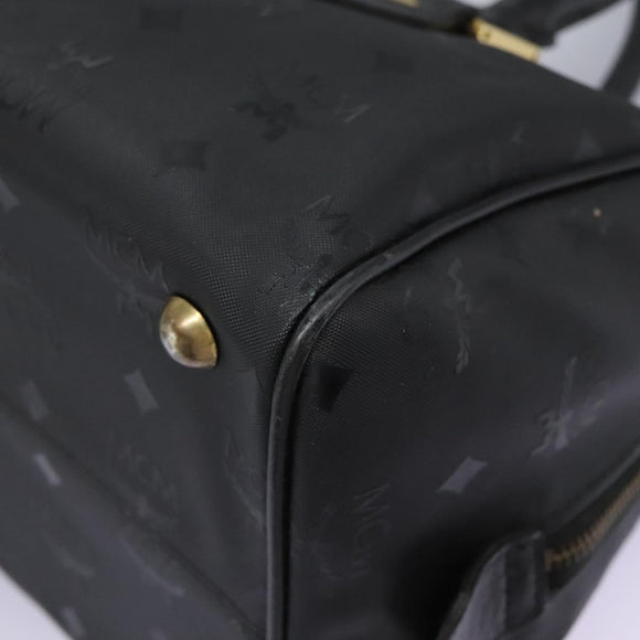 MCM Vicetos Logogram Hand Bag PVC 2way Black Gold Auth JB035