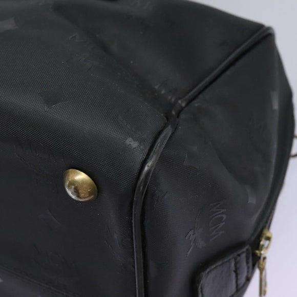 MCM Vicetos Logogram Hand Bag PVC 2way Black Gold Auth JB035