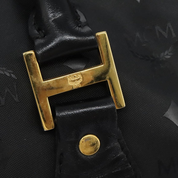 MCM Vicetos Logogram Hand Bag PVC 2way Black Gold Auth JB035