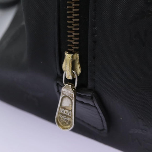 MCM Vicetos Logogram Hand Bag PVC 2way Black Gold Auth JB035