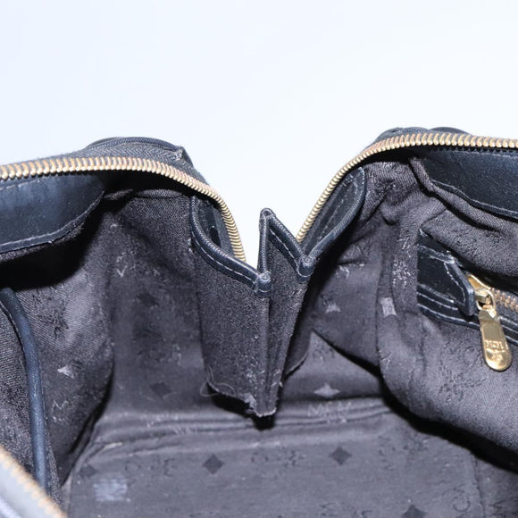 MCM Vicetos Logogram Hand Bag PVC 2way Black Gold Auth JB035