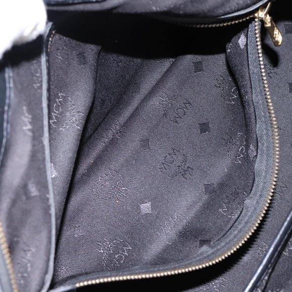 MCM Vicetos Logogram Hand Bag PVC 2way Black Gold Auth JB035