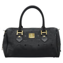 MCM Vicetos Logogram Hand Bag PVC 2way Black Gold Auth JB035-13