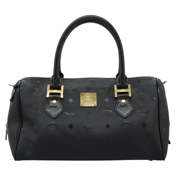MCM Vicetos Logogram Hand Bag PVC 2way Black Gold Auth JB035