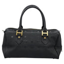 MCM Vicetos Logogram Hand Bag PVC 2way Black Gold Auth JB035-3