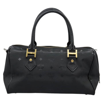 MCM Vicetos Logogram Hand Bag PVC 2way Black Gold Auth JB035 - 0