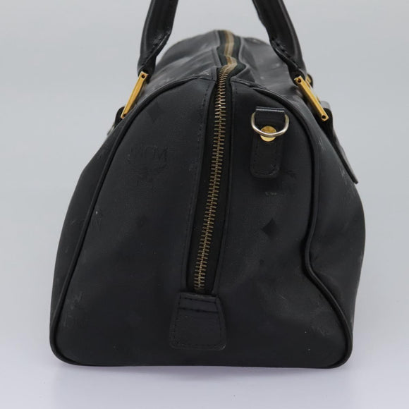 MCM Vicetos Logogram Hand Bag PVC 2way Black Gold Auth JB035