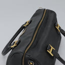 MCM Vicetos Logogram Hand Bag PVC 2way Black Gold Auth JB035-6