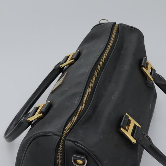MCM Vicetos Logogram Hand Bag PVC 2way Black Gold Auth JB035