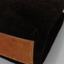 CELINE C Macadam Canvas Hand Bag Suede Dark Brown Gold Auth JB036-14