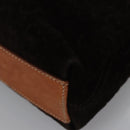 CELINE C Macadam Canvas Hand Bag Suede Dark Brown Gold Auth JB036-16