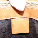 CELINE C Macadam Canvas Hand Bag Suede Dark Brown Gold Auth JB036-10
