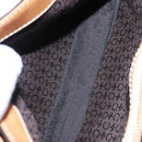 CELINE C Macadam Canvas Hand Bag Suede Dark Brown Gold Auth JB036-11