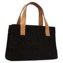 CELINE C Macadam Canvas Hand Bag Suede Dark Brown Gold Auth JB036-1