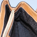 CELINE C Macadam Canvas Hand Bag Suede Dark Brown Gold Auth JB036-21