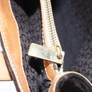 CELINE C Macadam Canvas Hand Bag Suede Dark Brown Gold Auth JB036-22