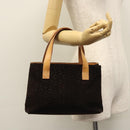 CELINE C Macadam Canvas Hand Bag Suede Dark Brown Gold Auth JB036-24