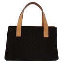 CELINE C Macadam Canvas Hand Bag Suede Dark Brown Gold Auth JB036-13
