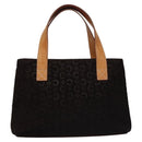 CELINE C Macadam Canvas Hand Bag Suede Dark Brown Gold Auth JB036-2