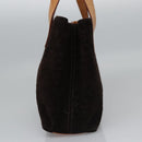 CELINE C Macadam Canvas Hand Bag Suede Dark Brown Gold Auth JB036-4
