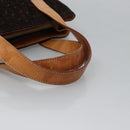 CELINE C Macadam Canvas Hand Bag Suede Dark Brown Gold Auth JB036-7
